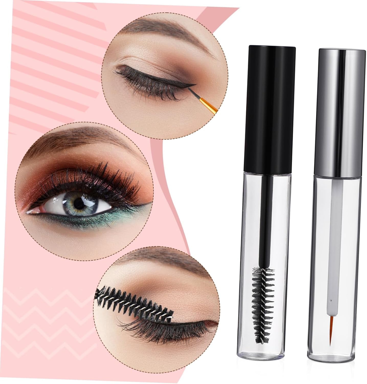 24PCS Empty Lip Gloss Bottles Refillable Mascara Tube Kit DIY Eyelash Cream Tube Set Travel Size