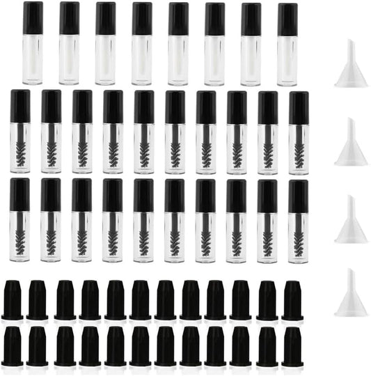 28 PCS 3Ml Mascara Tubes and Wand, Empty Mascara Tube and Wand,Empty Mini for Castor Oil,Rubber Inserts and Funnels for Castor Oil,For Castor Oil, DIY Cosmetics